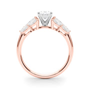 Crowned Mq Side Stones Engagement Ring Marquise Diamond Engagement Ring in 10K/14K gold and platinum with certified lab-grown or natural diamonds