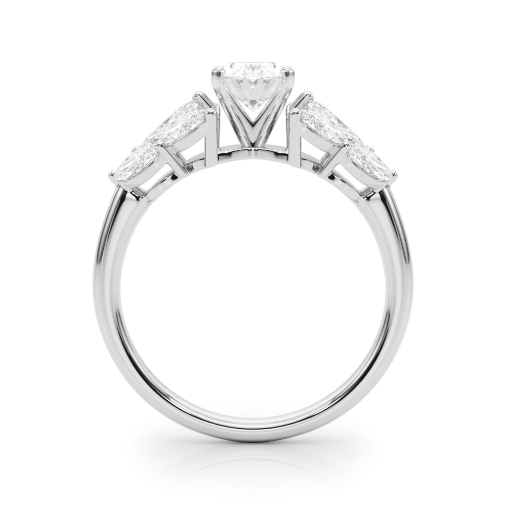 Crowned Mq Side Stones Engagement Ring Marquise Diamond Engagement Ring in 10K/14K gold and platinum with certified lab-grown or natural diamonds