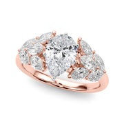 Crowned Mq Side Stones Engagement Ring Marquise Diamond Engagement Ring in 10K/14K gold and platinum with certified lab-grown or natural diamonds