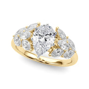 Crowned Mq Side Stones Engagement Ring Marquise Diamond Engagement Ring in 10K/14K gold and platinum with certified lab-grown or natural diamonds