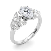 Crowned Mq Side Stones Engagement Ring Marquise Diamond Engagement Ring in 10K/14K gold and platinum with certified lab-grown or natural diamonds