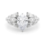 Crowned Mq Side Stones Engagement Ring Marquise Diamond Engagement Ring in 10K/14K gold and platinum with certified lab-grown or natural diamonds