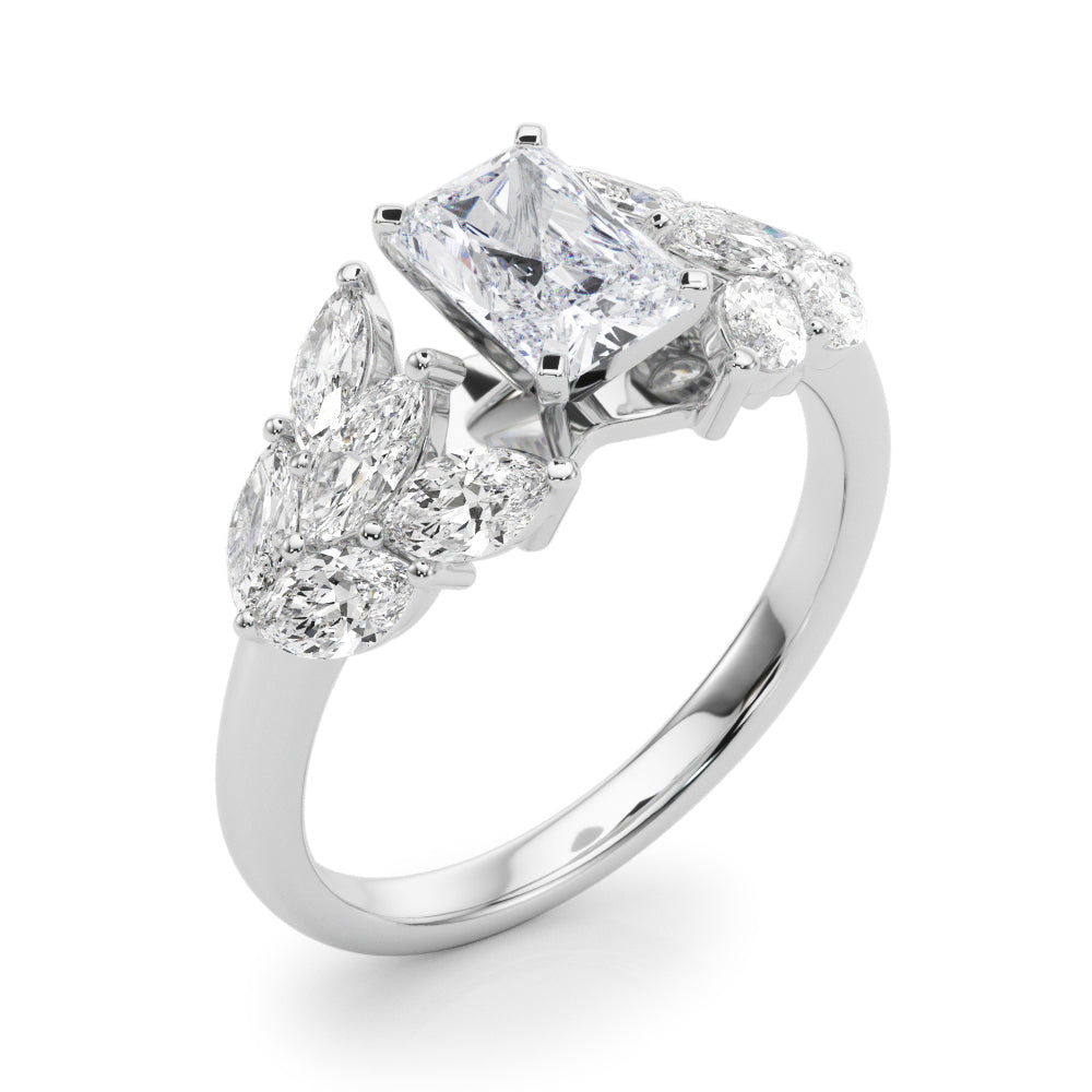 Crowned Mq Side Stones Engagement Ring Marquise Diamond Engagement Ring in 10K/14K gold and platinum with certified lab-grown or natural diamonds