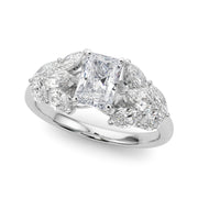 Crowned Mq Side Stones Engagement Ring Marquise Diamond Engagement Ring in 10K/14K gold and platinum with certified lab-grown or natural diamonds