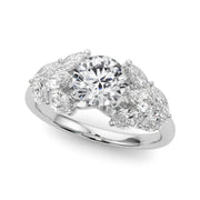 Crowned Mq Side Stones Engagement Ring Marquise Diamond Engagement Ring in 10K/14K gold and platinum with certified lab-grown or natural diamonds