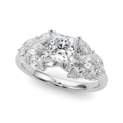 Crowned Mq Side Stones Engagement Ring Marquise Diamond Engagement Ring in 10K/14K gold and platinum with certified lab-grown or natural diamonds