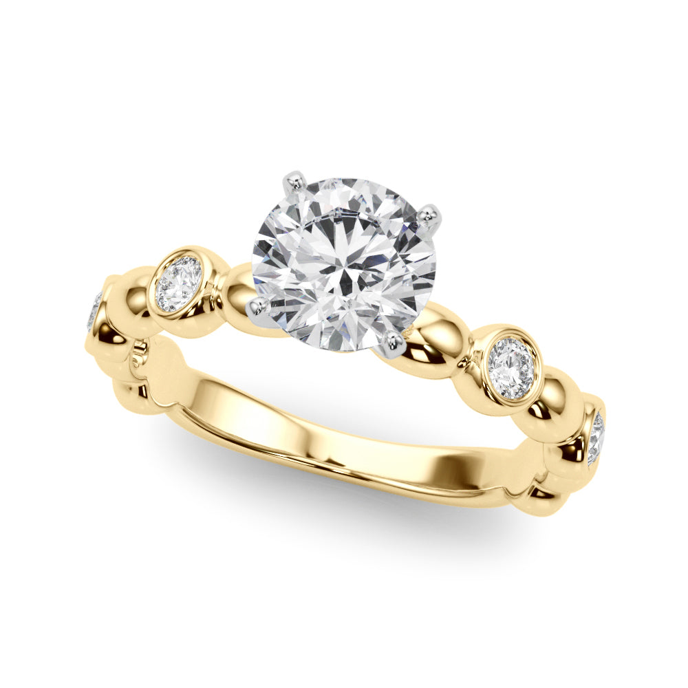 Enchanted Sidestone Round Diamond Engagement Ring in 10K/14K gold and platinum with certified lab-grown or natural diamonds