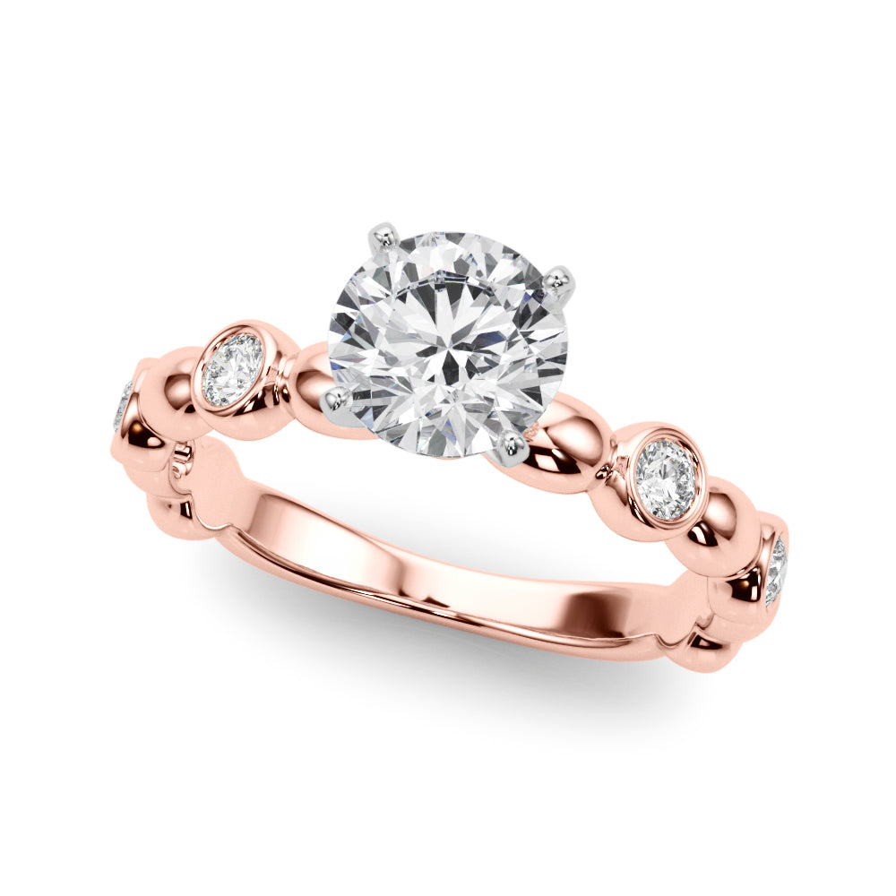 Enchanted Sidestone Round Diamond Engagement Ring in 10K/14K gold and platinum with certified lab-grown or natural diamonds