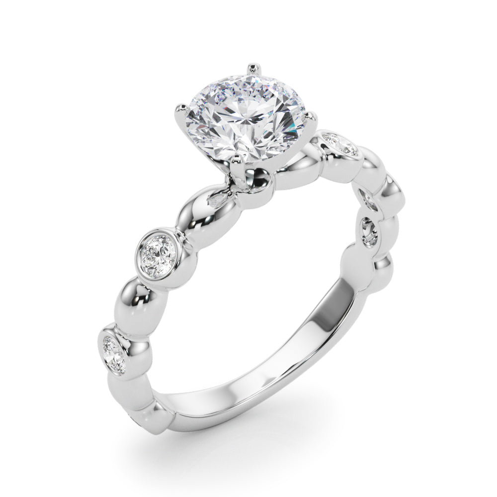 Enchanted Sidestone Round Diamond Engagement Ring in 10K/14K gold and platinum with certified lab-grown or natural diamonds