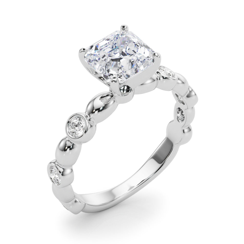 Enchanted Sidestone Round Diamond Engagement Ring in 10K/14K gold and platinum with certified lab-grown or natural diamonds