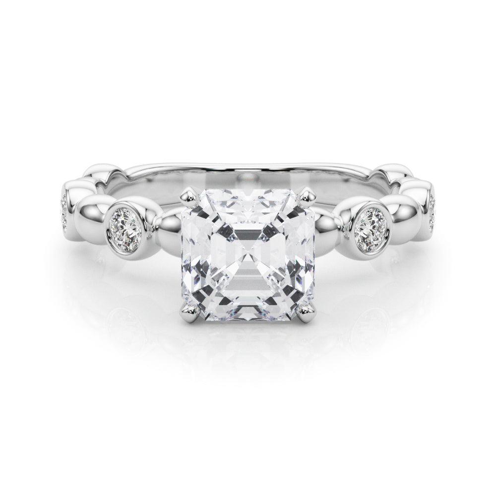 Enchanted Sidestone Round Diamond Engagement Ring in 10K/14K gold and platinum with certified lab-grown or natural diamonds