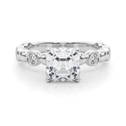 Enchanted Sidestone Round Diamond Engagement Ring in 10K/14K gold and platinum with certified lab-grown or natural diamonds