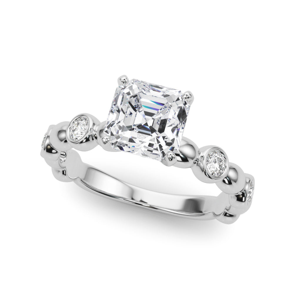Enchanted Sidestone Round Diamond Engagement Ring in 10K/14K gold and platinum with certified lab-grown or natural diamonds