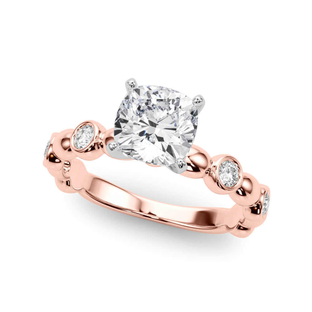 Enchanted Sidestone Round Diamond Engagement Ring in 10K/14K gold and platinum with certified lab-grown or natural diamonds