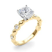 Enchanted Sidestone Round Diamond Engagement Ring in 10K/14K gold and platinum with certified lab-grown or natural diamonds