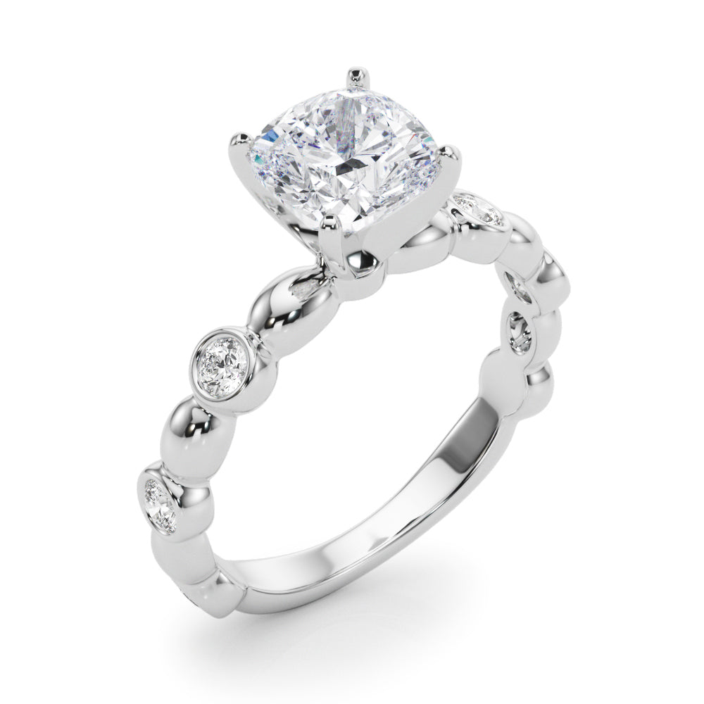 Enchanted Sidestone Round Diamond Engagement Ring in 10K/14K gold and platinum with certified lab-grown or natural diamonds
