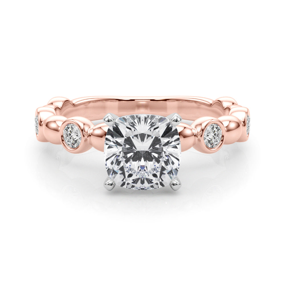 Enchanted Sidestone Round Diamond Engagement Ring in 10K/14K gold and platinum with certified lab-grown or natural diamonds
