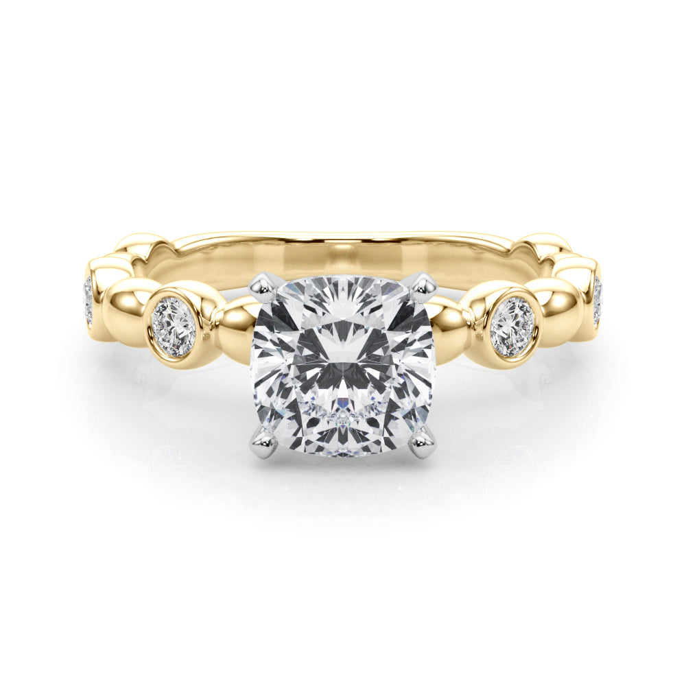 Enchanted Sidestone Round Diamond Engagement Ring in 10K/14K gold and platinum with certified lab-grown or natural diamonds