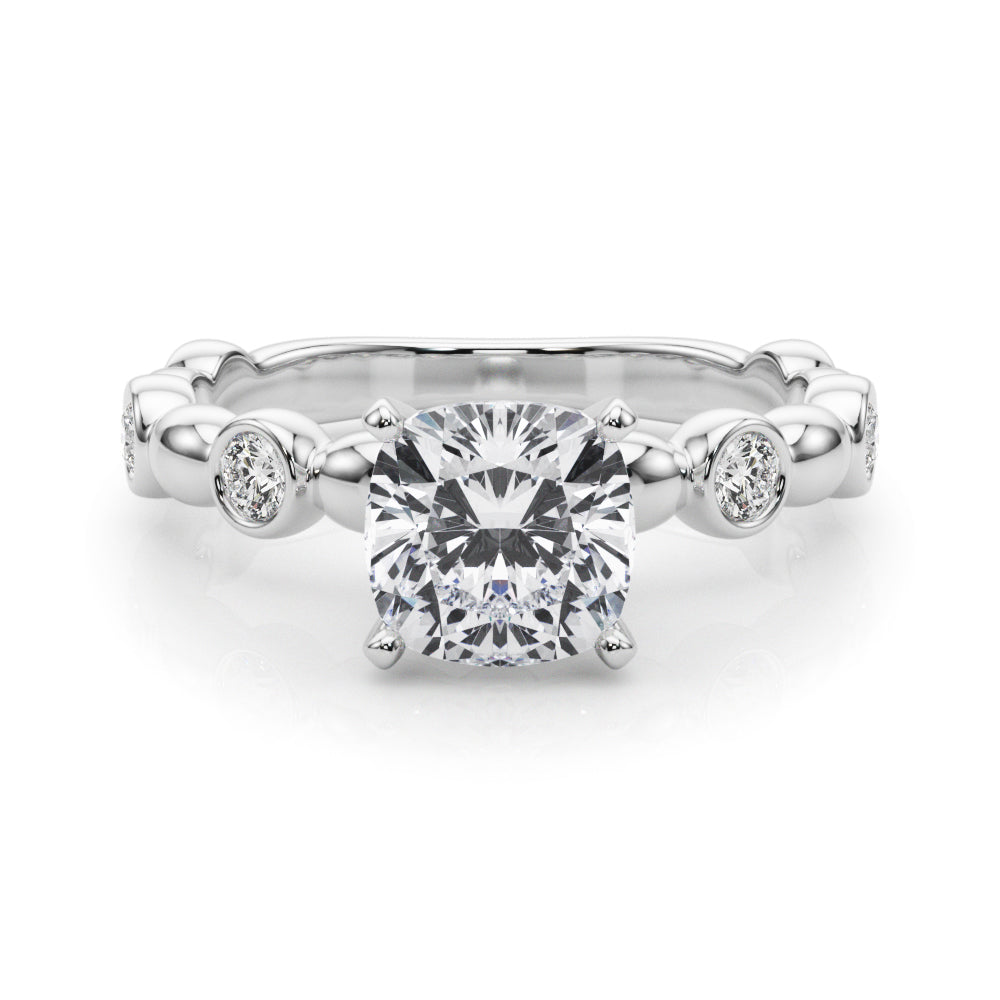 Enchanted Sidestone Round Diamond Engagement Ring in 10K/14K gold and platinum with certified lab-grown or natural diamonds