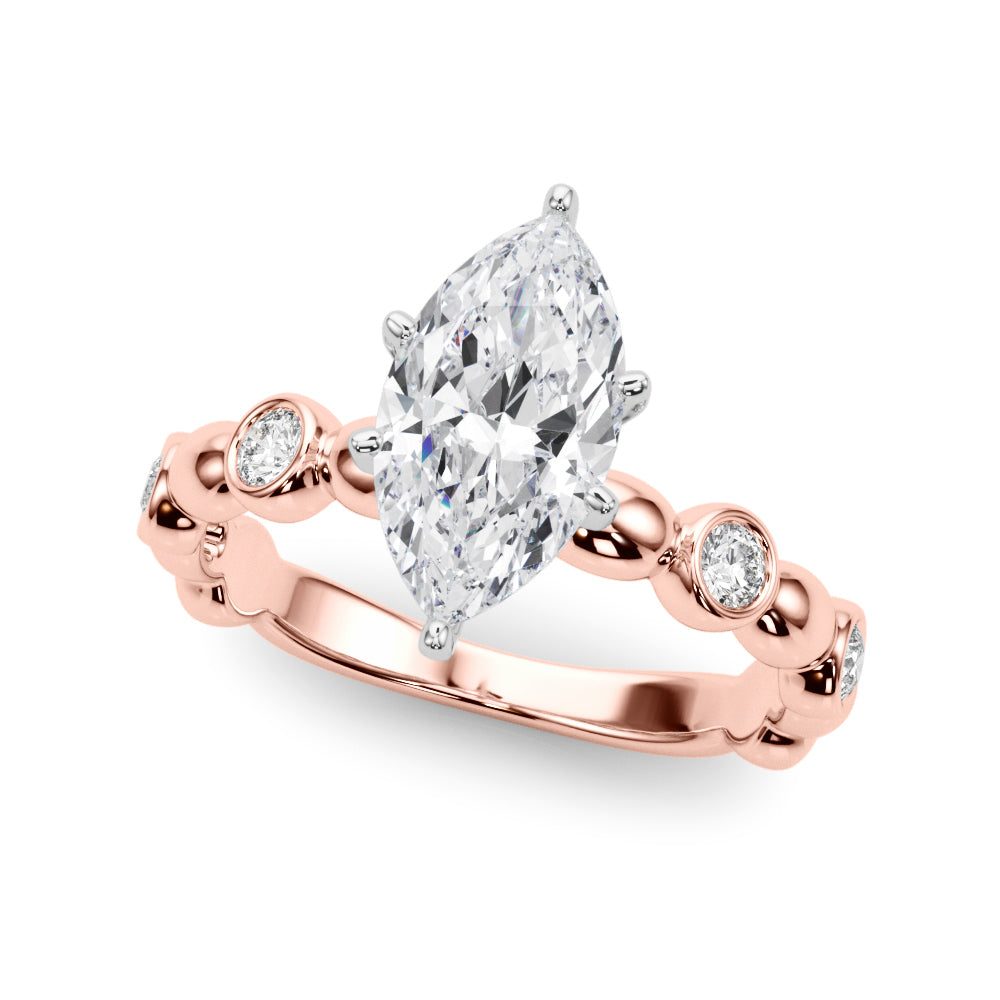 Enchanted Sidestone Round Diamond Engagement Ring in 10K/14K gold and platinum with certified lab-grown or natural diamonds