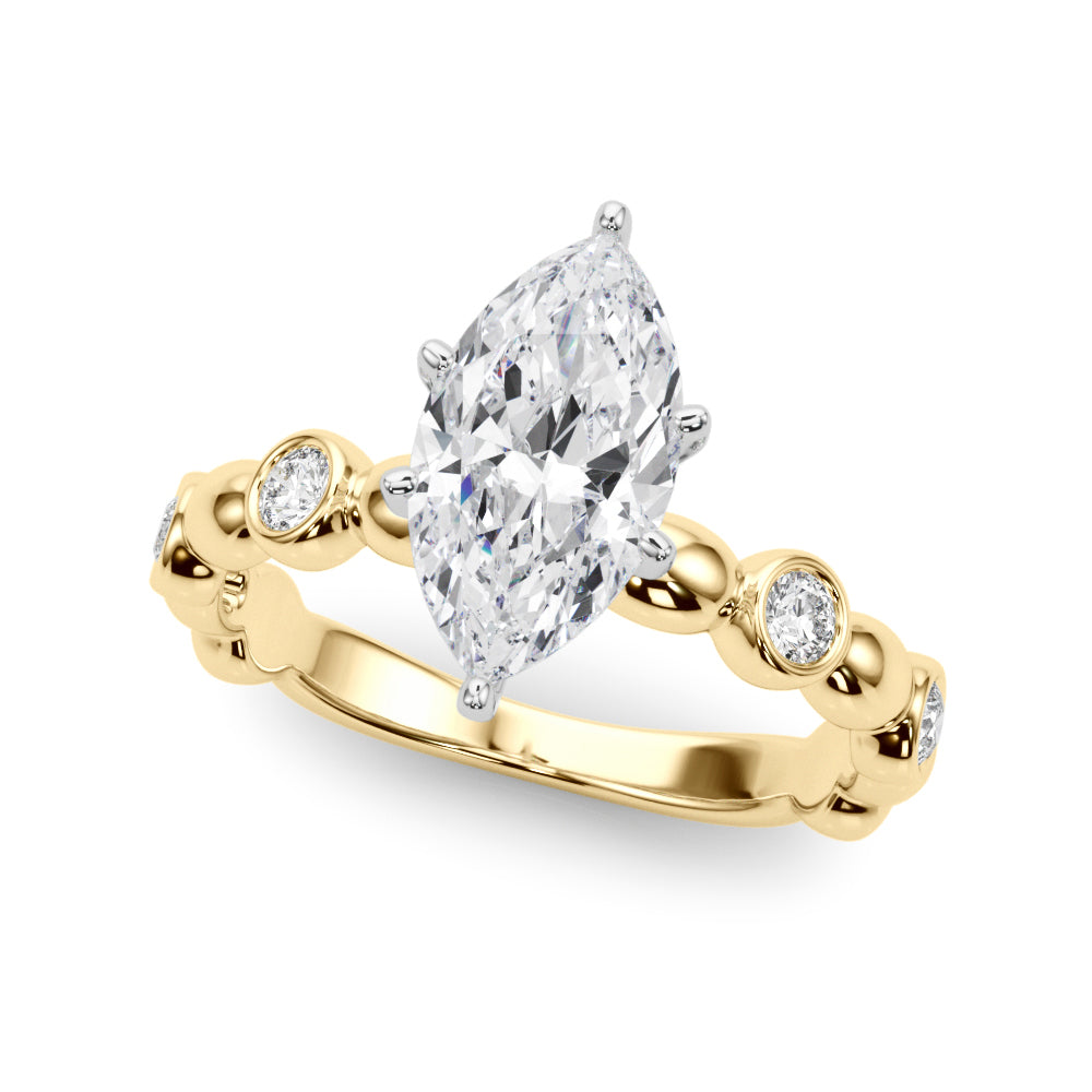 Enchanted Sidestone Round Diamond Engagement Ring in 10K/14K gold and platinum with certified lab-grown or natural diamonds