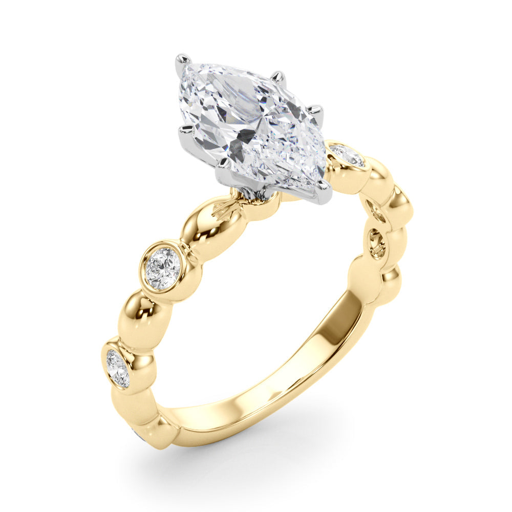 Enchanted Sidestone Round Diamond Engagement Ring in 10K/14K gold and platinum with certified lab-grown or natural diamonds