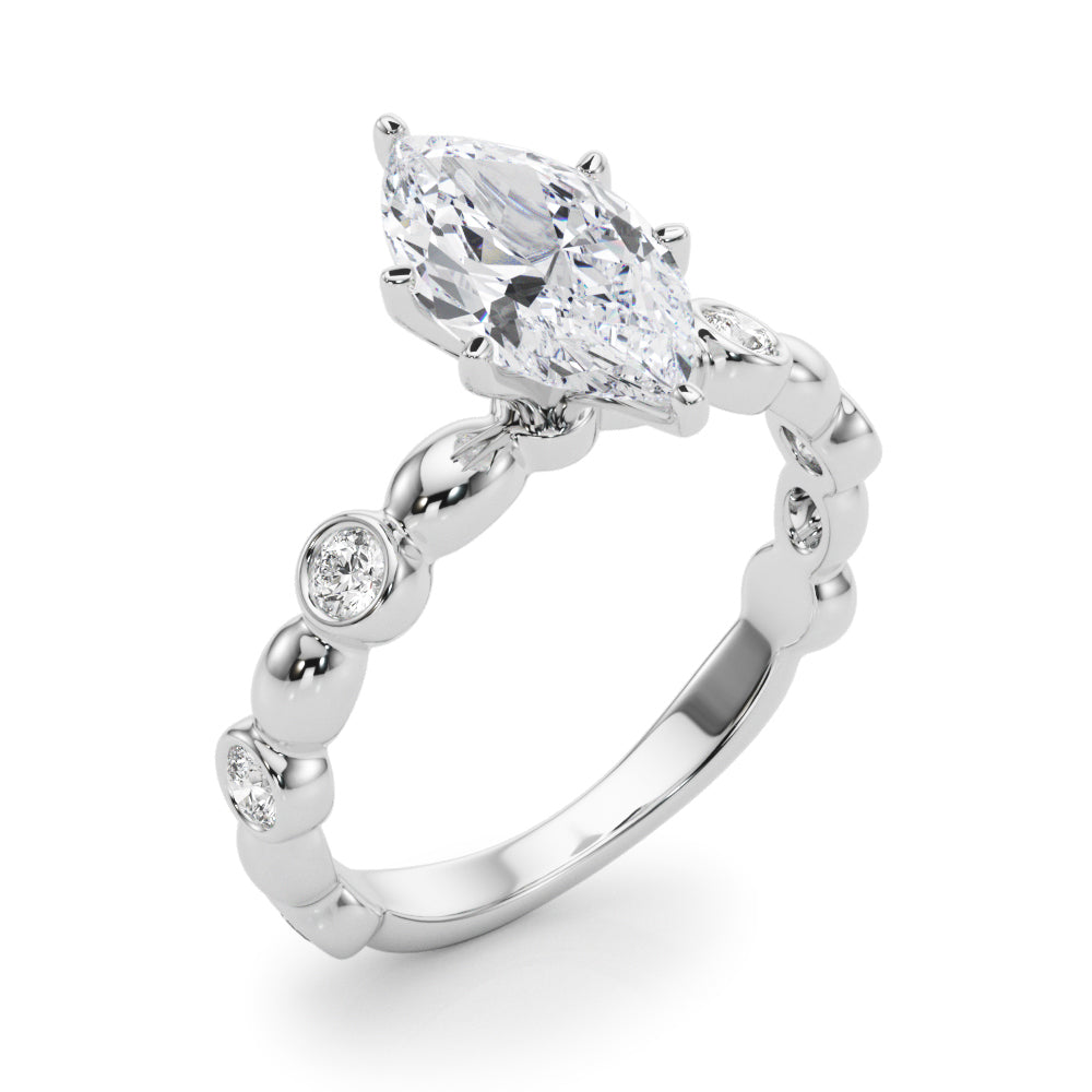 Enchanted Sidestone Round Diamond Engagement Ring in 10K/14K gold and platinum with certified lab-grown or natural diamonds