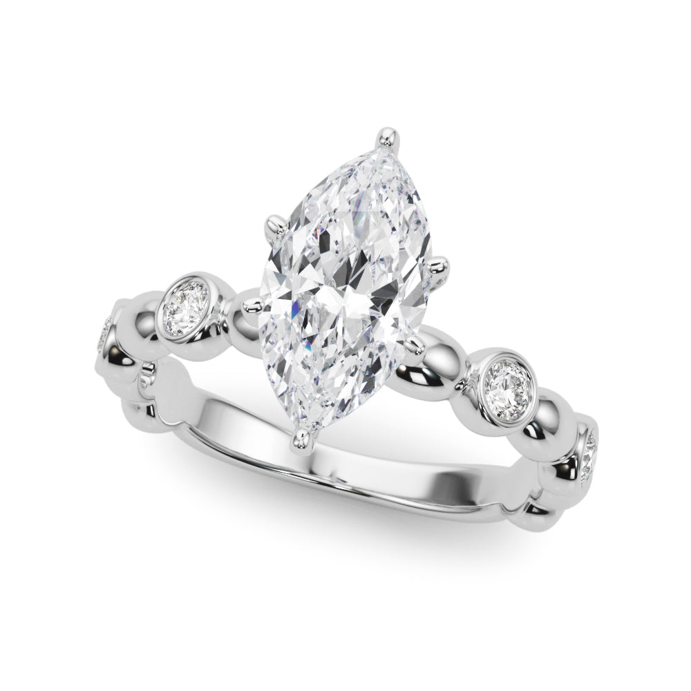 Enchanted Sidestone Round Diamond Engagement Ring in 10K/14K gold and platinum with certified lab-grown or natural diamonds