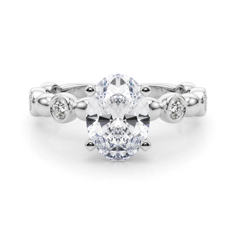 Enchanted Sidestone Round Diamond Engagement Ring in 10K/14K gold and platinum with certified lab-grown or natural diamonds