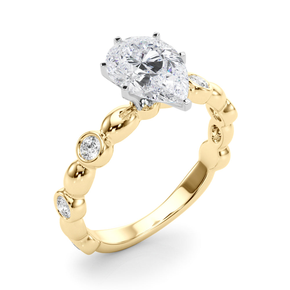 Enchanted Sidestone Round Diamond Engagement Ring in 10K/14K gold and platinum with certified lab-grown or natural diamonds