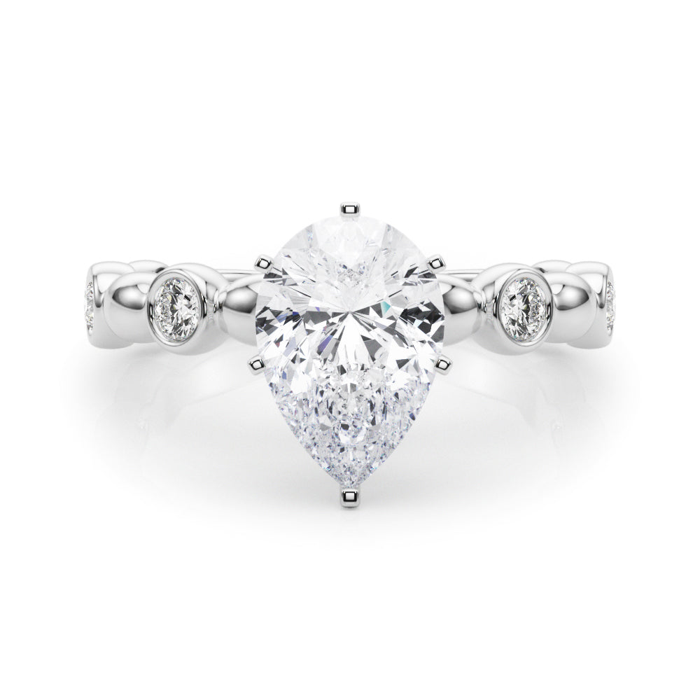 Enchanted Sidestone Round Diamond Engagement Ring in 10K/14K gold and platinum with certified lab-grown or natural diamonds