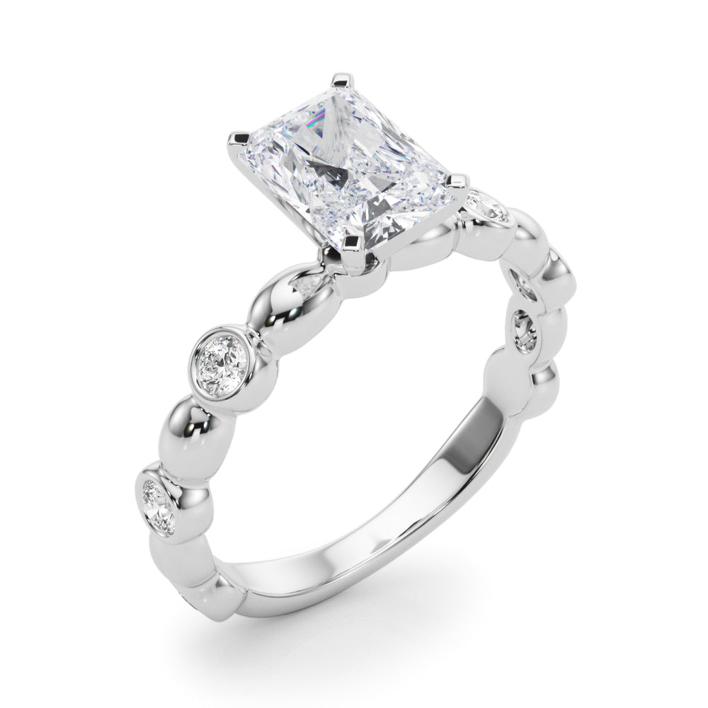 Enchanted Sidestone Round Diamond Engagement Ring in 10K/14K gold and platinum with certified lab-grown or natural diamonds
