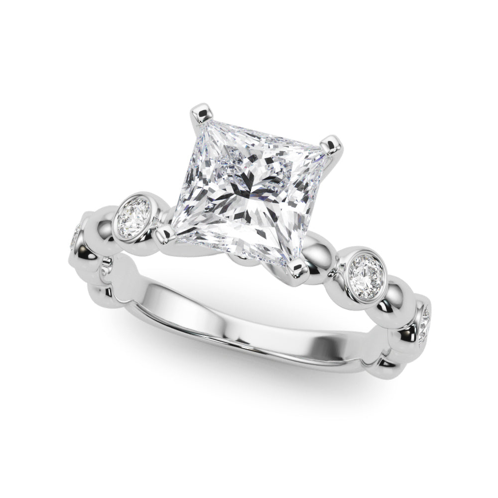 Enchanted Sidestone Round Diamond Engagement Ring in 10K/14K gold and platinum with certified lab-grown or natural diamonds