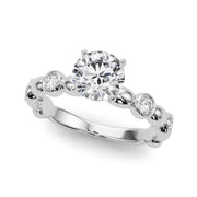 Enchanted Sidestone Round Diamond Engagement Ring in 10K/14K gold and platinum with certified lab-grown or natural diamonds