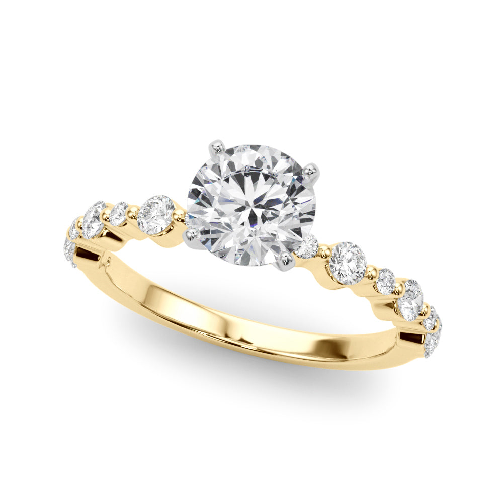 Devoted Sidestone Round Diamond Engagement Ring in 10K/14K gold and platinum with certified lab-grown or natural diamonds