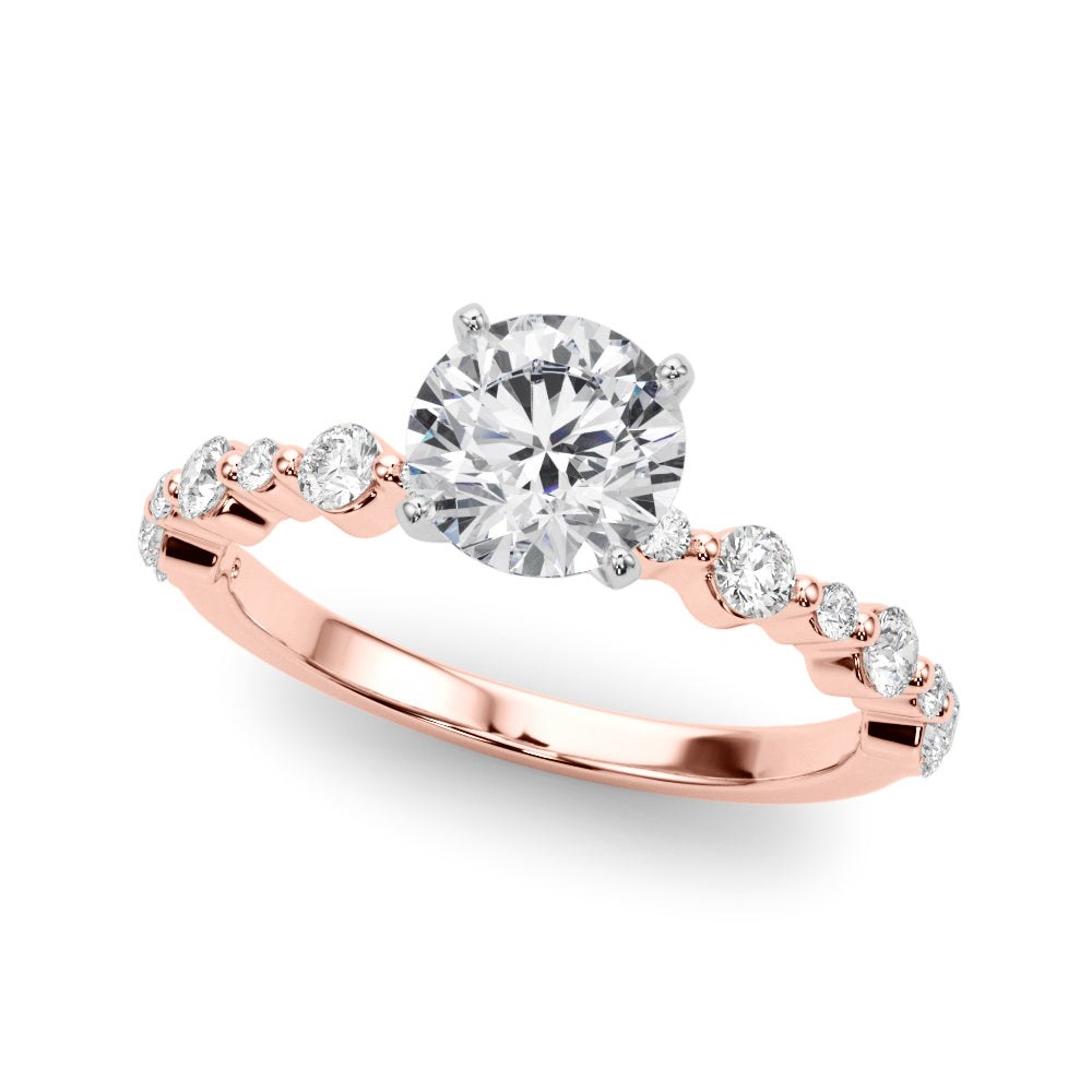 Devoted Sidestone Round Diamond Engagement Ring in 10K/14K gold and platinum with certified lab-grown or natural diamonds