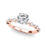 Devoted Sidestone Round Diamond Engagement Ring in 10K/14K gold and platinum with certified lab-grown or natural diamonds