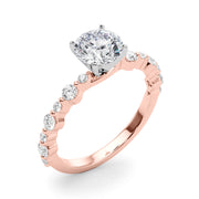 Devoted Sidestone Round Diamond Engagement Ring in 10K/14K gold and platinum with certified lab-grown or natural diamonds