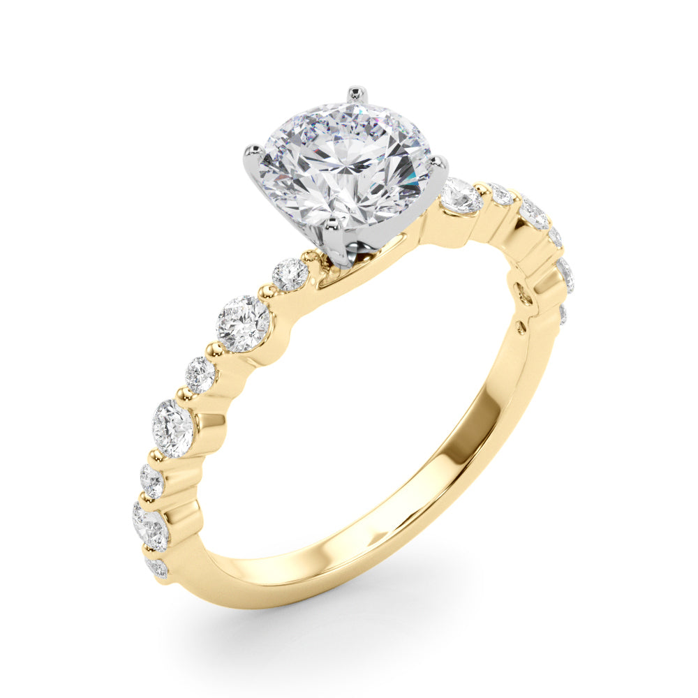 Devoted Sidestone Round Diamond Engagement Ring in 10K/14K gold and platinum with certified lab-grown or natural diamonds