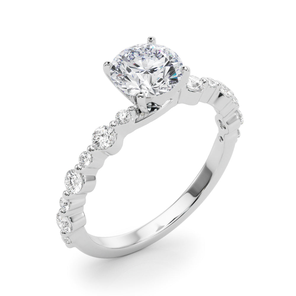 Devoted Sidestone Round Diamond Engagement Ring in 10K/14K gold and platinum with certified lab-grown or natural diamonds