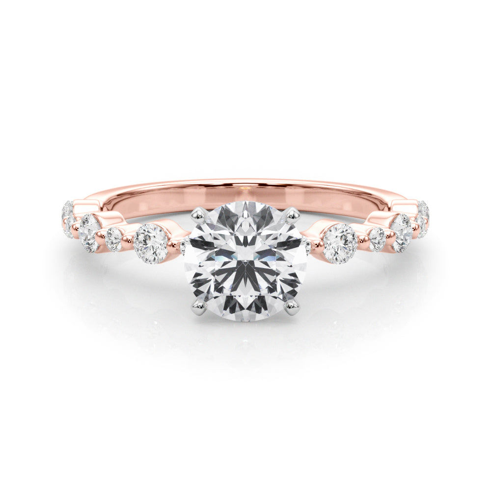 Devoted Sidestone Round Diamond Engagement Ring in 10K/14K gold and platinum with certified lab-grown or natural diamonds