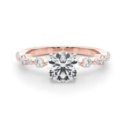 Devoted Sidestone Round Diamond Engagement Ring in 10K/14K gold and platinum with certified lab-grown or natural diamonds