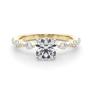 Devoted Sidestone Round Diamond Engagement Ring in 10K/14K gold and platinum with certified lab-grown or natural diamonds