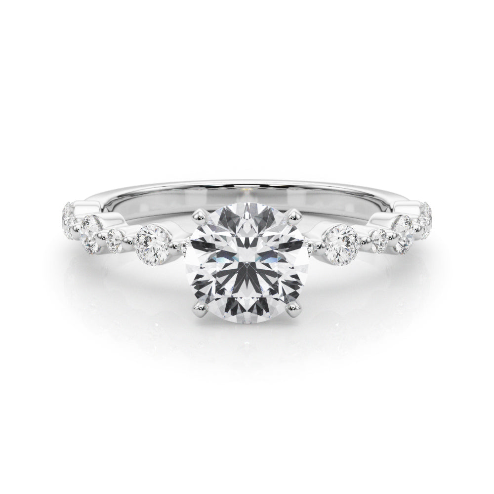 Devoted Sidestone Round Diamond Engagement Ring in 10K/14K gold and platinum with certified lab-grown or natural diamonds