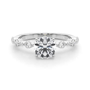 Devoted Sidestone Round Diamond Engagement Ring in 10K/14K gold and platinum with certified lab-grown or natural diamonds