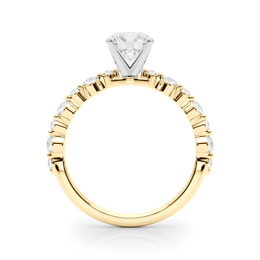Devoted Sidestone Round Diamond Engagement Ring in 10K/14K gold and platinum with certified lab-grown or natural diamonds