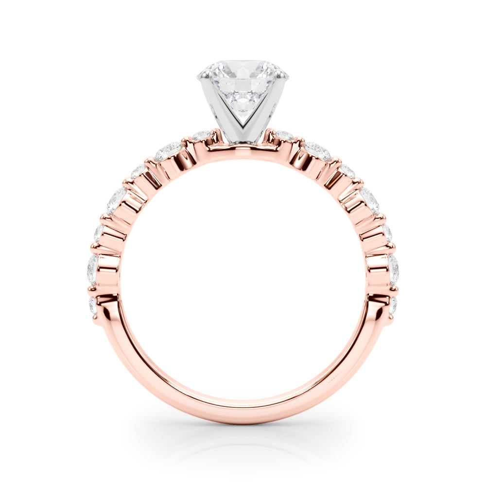 Devoted Sidestone Round Diamond Engagement Ring in 10K/14K gold and platinum with certified lab-grown or natural diamonds