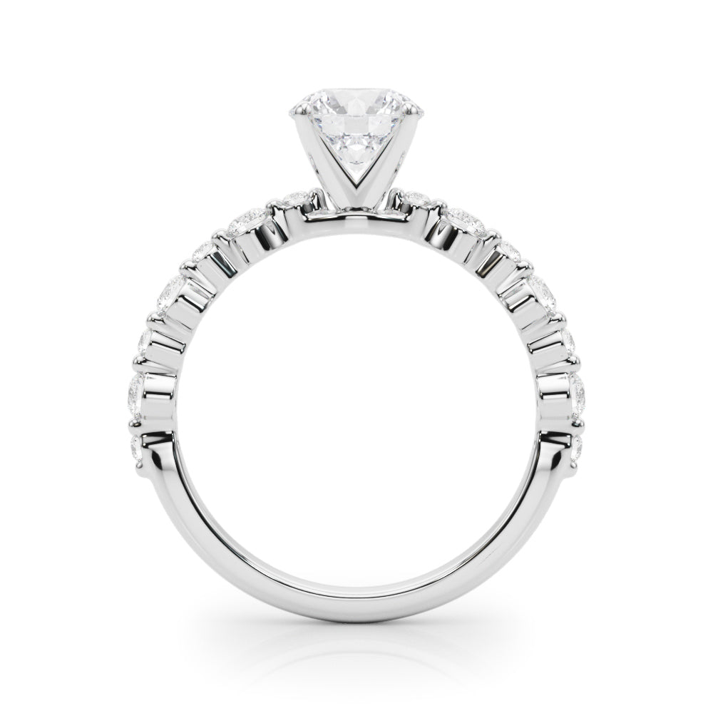 Devoted Sidestone Round Diamond Engagement Ring in 10K/14K gold and platinum with certified lab-grown or natural diamonds
