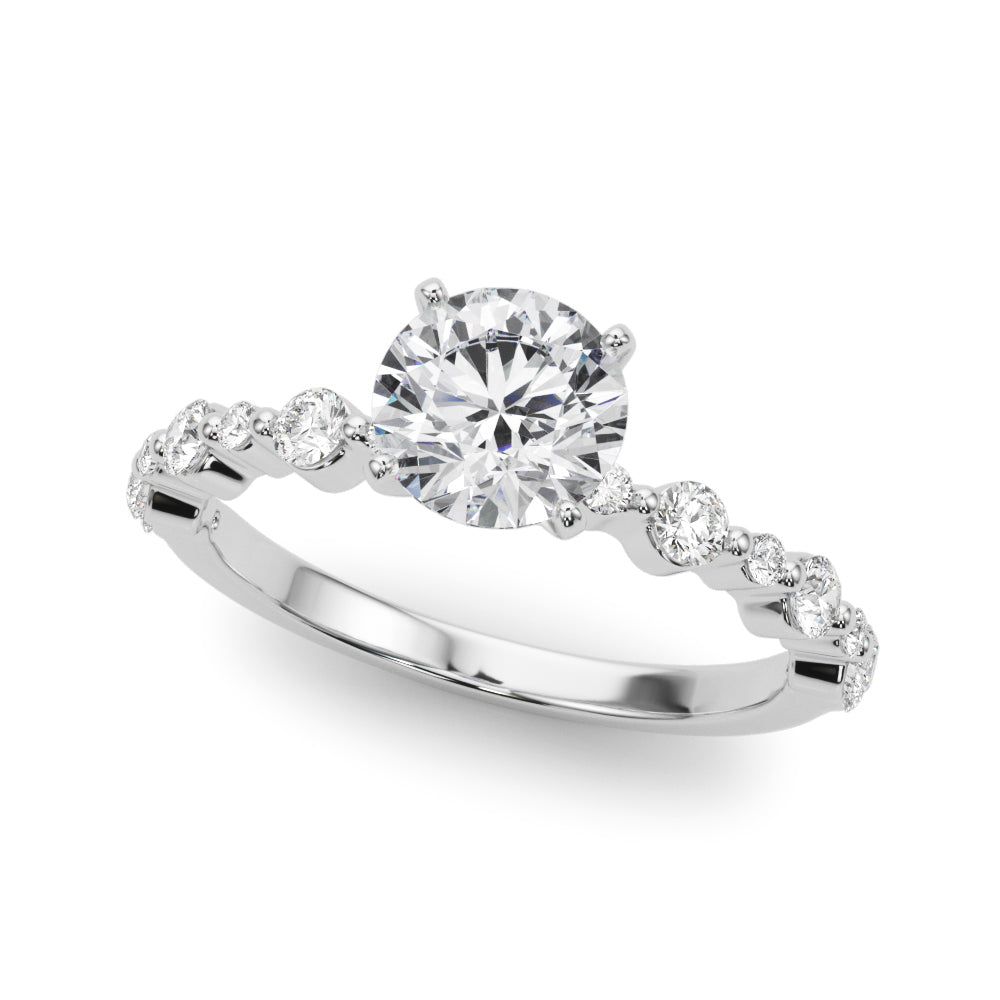 Devoted Sidestone Round Diamond Engagement Ring in 10K/14K gold and platinum with certified lab-grown or natural diamonds