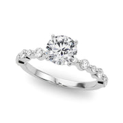 Devoted Sidestone Round Diamond Engagement Ring in 10K/14K gold and platinum with certified lab-grown or natural diamonds